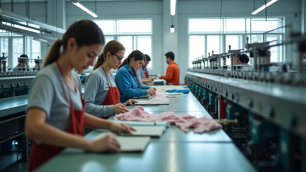 Lavoratori tessili con condizioni di lavoro eque e sicure